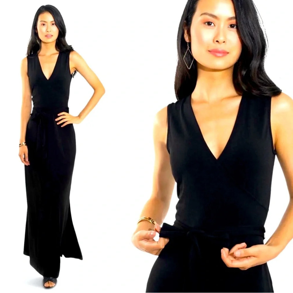 LEOTA Sz Vanity 2L (US 20) Cross Jersey Knit Straight Skirt Belted Maxi Dress